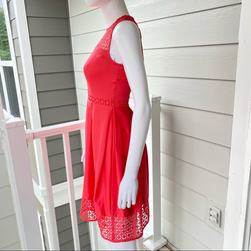 CALVIN KLEIN CORAL SLEEVELESS FIT & FLARE DRESS - Picture 4 of 13
